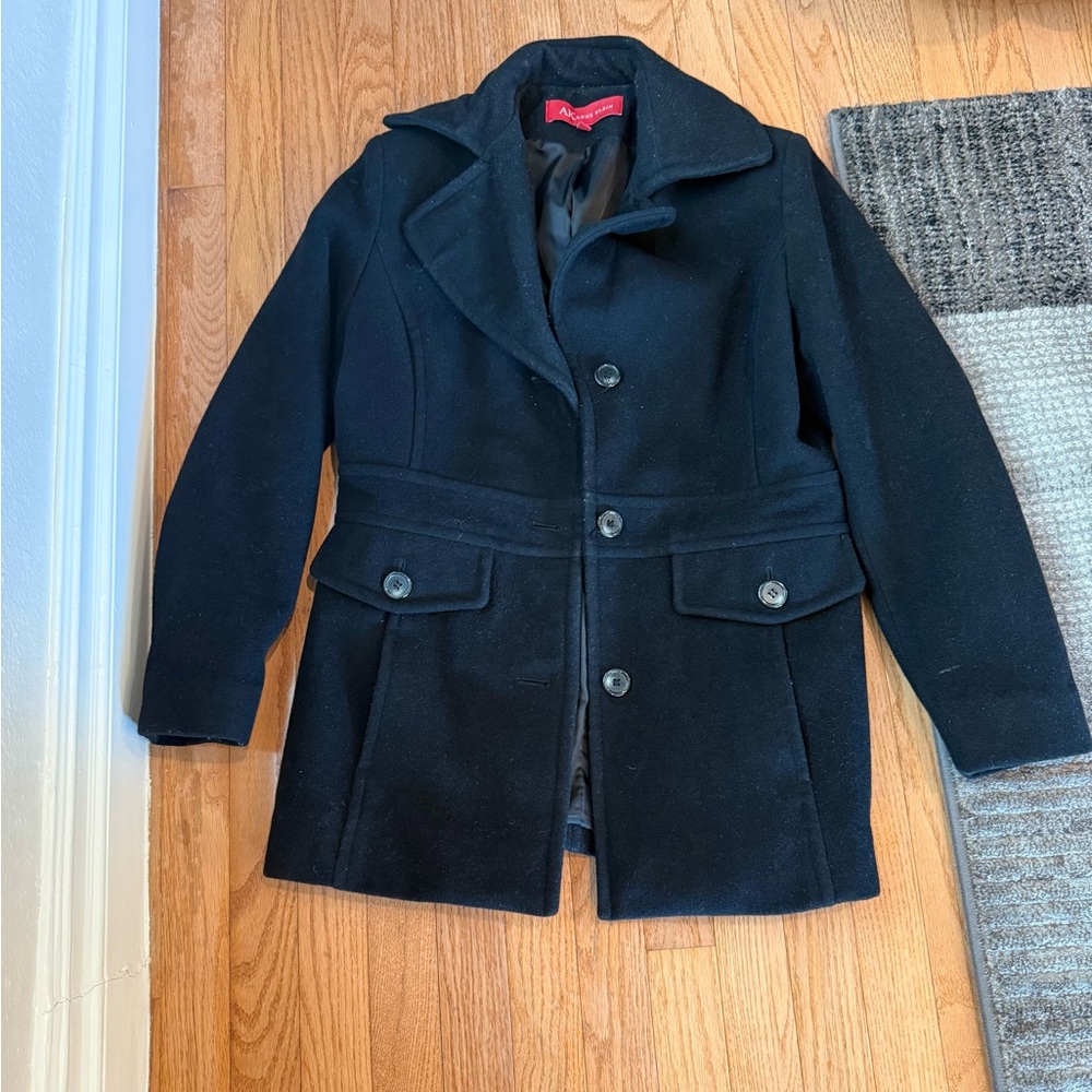Anne Klein size s/m fully lined wool blend Black Button-Up Coat